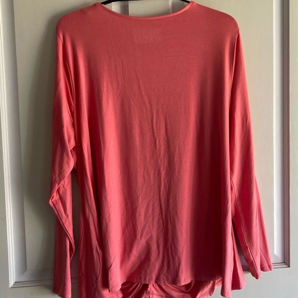 Ava and Viv Coral Long Sleeve Gathered Front Top Size 2X New With Tags - Picture 5 of 10